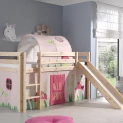 Lit Toboggan 90x200 Cm Avec Tente Et Tunnel Printemps Pin Massif Clair Pino -Repose Lit Soldes Boutique lit toboggan 90x200 cm avec tente et tunnel printemps pin massif clair pino 5420070228091 709318