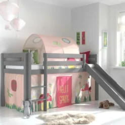 Lit Toboggan 90x200 Cm Avec Tente Et Tunnel Printemps Pin Massif Gris Pino -Repose Lit Soldes Boutique lit toboggan 90x200 cm avec tente et tunnel printemps pin massif gris pino 5420070234863 712544