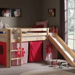 Lit Toboggan 90x200 Cm Avec Tente Fleur Pin Massif Clair Pino -Repose Lit Soldes Boutique lit toboggan 90x200 cm avec tente fleur pin massif clair pino 5420070212847 697153