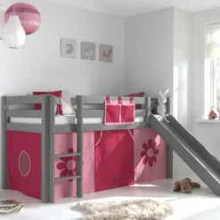 Lit Toboggan 90x200 Cm Avec Tente Fleur Pin Massif Gris Pino -Repose Lit Soldes Boutique lit toboggan 90x200 cm avec tente fleur pin massif gris pino 5420070234788 712420