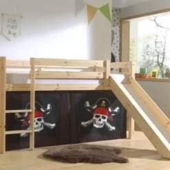Lit Toboggan 90x200 Cm Avec Tente Pirate Marron Pin Massif Clair Pino -Repose Lit Soldes Boutique lit toboggan 90x200 cm avec tente pirate marron pin massif clair pino 5420070236614 709285