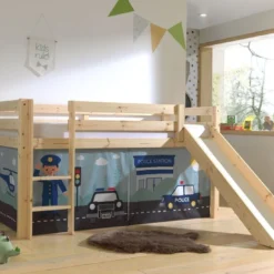 Lit Toboggan 90x200 Cm Avec Tente Police Pin Massif Clair Pino -Repose Lit Soldes Boutique lit toboggan 90x200 cm avec tente police pin massif clair pino 5420070236638 709291