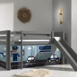 Lit Toboggan 90x200 Cm Avec Tente Police Pin Massif Gris Pino -Repose Lit Soldes Boutique lit toboggan 90x200 cm avec tente police pin massif gris pino 5420070236706 712487