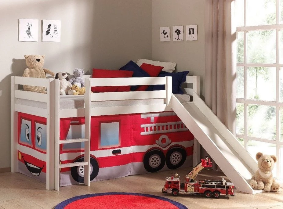 Lit Toboggan 90x200 Cm Avec Tente Pompier Pin Massif Blanc Pino 5 Lit Toboggan 90x200 Cm Avec Tente Pompier Pin Massif Blanc Pino – Image 3