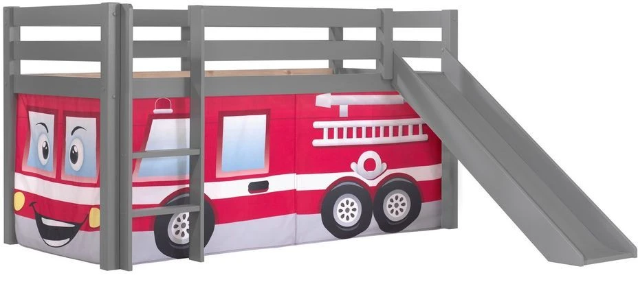 Lit Toboggan 90x200 Cm Avec Tente Pompier Pin Massif Gris Pino 2 Lit Toboggan 90x200 Cm Avec Tente Pompier Pin Massif Gris Pino