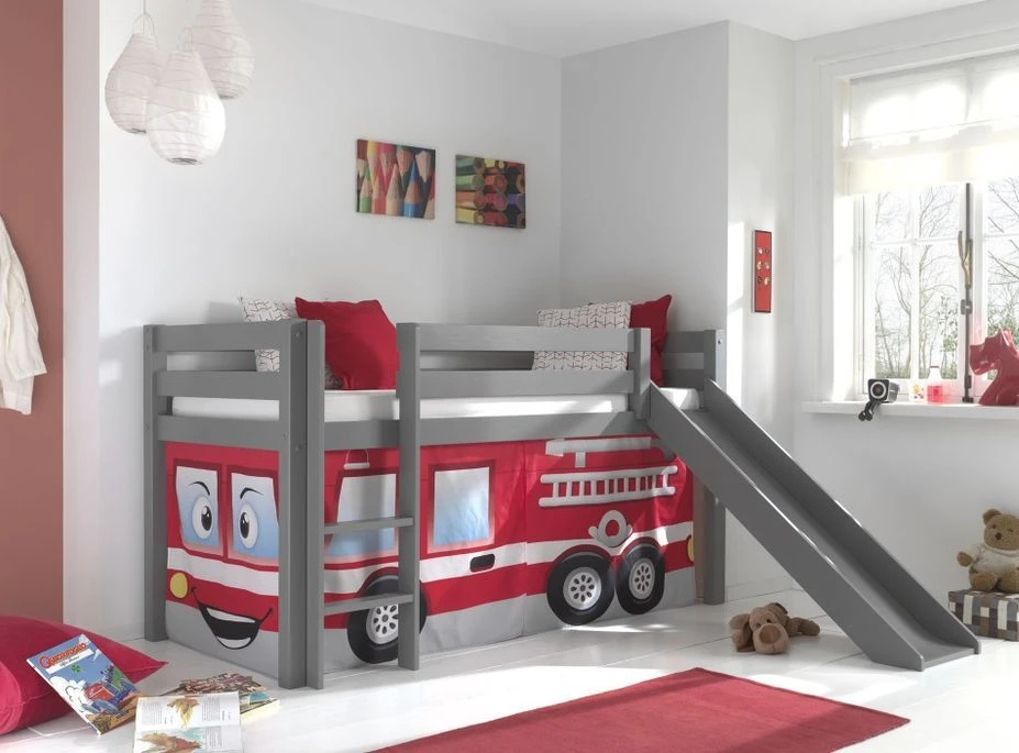 Lit Toboggan 90x200 Cm Avec Tente Pompier Pin Massif Gris Pino 4 Lit Toboggan 90x200 Cm Avec Tente Pompier Pin Massif Gris Pino – Image 3