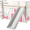 Lit Toboggan 90x200 Cm Avec Tente Princesse Pin Massif Blanc Pino
