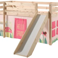 Lit Toboggan 90x200 Cm Avec Tente Printemps Pin Massif Clair Pino