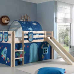 Lit Toboggan 90x200 Cm Avec Tente Tunnel Et 3 Pochettes Astra Pin Massif Clair Pino -Repose Lit Soldes Boutique lit toboggan 90x200 cm avec tente tunnel et 3 pochettes astra pin massif clair pino 5420070228206 709348