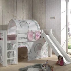 Lit Toboggan 90x200 Cm Avec Tente Tunnel Et 3 Pochettes Contra Pin Massif Blanc Pino -Repose Lit Soldes Boutique lit toboggan 90x200 cm avec tente tunnel et 3 pochettes contra pin massif blanc pino 5420070231640 712407