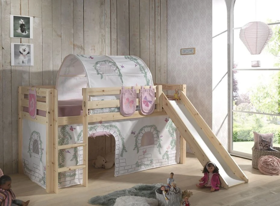 Lit Toboggan 90x200 Cm Avec Tente Tunnel Et 3 Pochettes Contra Pin Massif Clair Pino 5 Lit Toboggan 90x200 Cm Avec Tente Tunnel Et 3 Pochettes Contra Pin Massif Clair Pino – Image 3