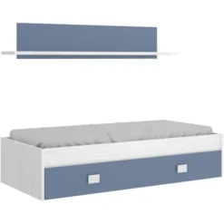 NOA Lit Enfant Avec Tiroir + 1 étagere - Chene Blanc/bleu - 90x190 Cm -Repose Lit Soldes Boutique noa lit enfant avec tiroir 1 etagere chene blanc bleu 90x190 cm 8435511440359 752956