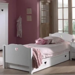 Tiroir De Lit 90x190 Cm Bois Laqué Blanc Cœur -Repose Lit Soldes Boutique tiroir de lit 90x190 cm bois laque blanc c ur 5420070214209 690987