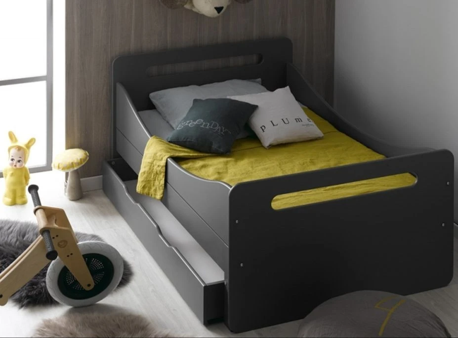 Tiroir De Lit 90x200 Cm Bois Anthracite Home Kid 4 Tiroir De Lit 90x200 Cm Bois Anthracite Home Kid – Image 2