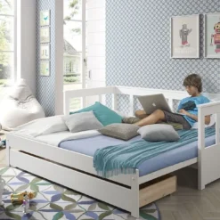 Tiroir De Lit Banquette Extensible Pin Massif Blanc Pino -Repose Lit Soldes Boutique tiroir de lit banquette extensible pin massif blanc pino 5420070221559 693772