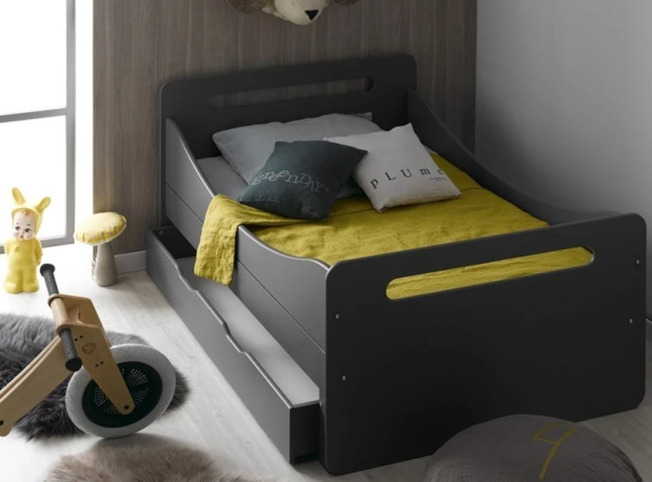 Tiroir De Lit Bois Anthracite 90x190 Cm Home Kid 4 Tiroir De Lit Bois Anthracite 90x190 Cm Home Kid – Image 2