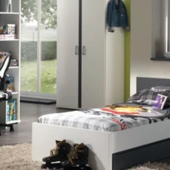 Tiroir De Lit Bois Blanc Et Gris Kuzo 200 Cm -Repose Lit Soldes Boutique tiroir de lit bois blanc et gris kuzo 200 cm 5420070210126 207639