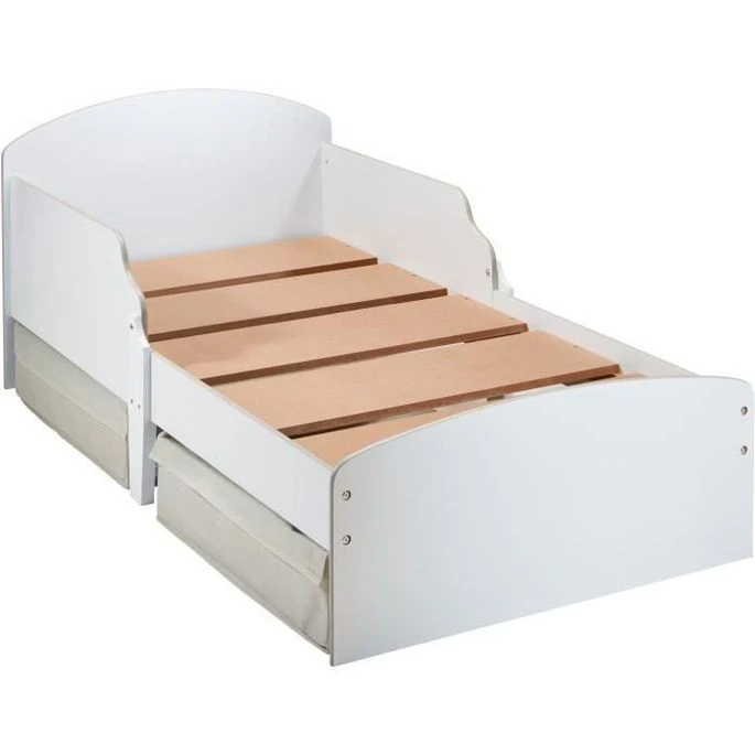 Lit Pour Enfants En Bois Blanc Avec 2 Bacs De Rangement 4 Lit Pour Enfants En Bois Blanc Avec 2 Bacs De Rangement – Image 2