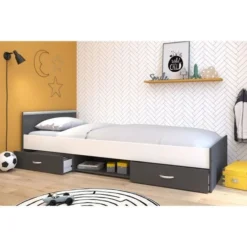 Lit Enfant Avec Rangement - Décor Gris Ombre / Blanc - 90 X 200 Cm -Repose Lit Soldes Boutique zodiac lit enfant avec rangement decor gris ombre blanc 90 x 200 cm 3480940291619 454169