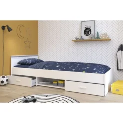 Lit Enfant Contemporain Blanc Mat - L 90 X P 200 Cm -Repose Lit Soldes Boutique zodiac lit enfant contemporain blanc mat l 90 x p 200 cm 3480940174622 560029